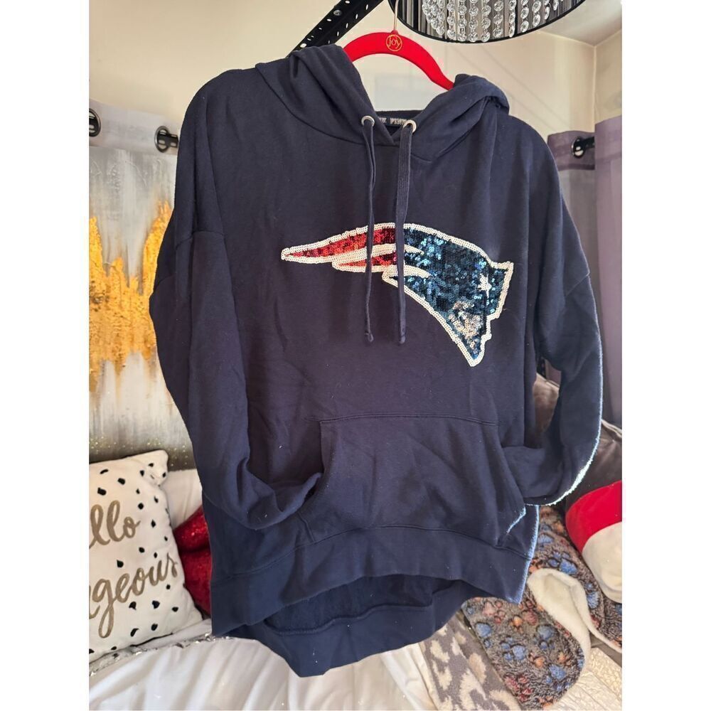VS pink xNFl new england patriots βpullover hooded sweatshirt- hoodie bling XS